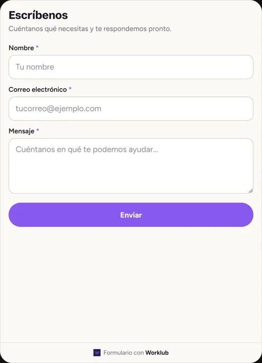 Widget Lead form de Worklub