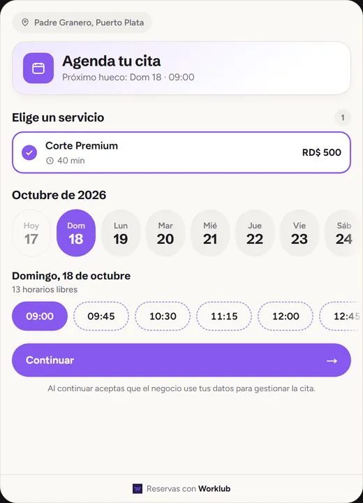 Widget Reservas de Worklub